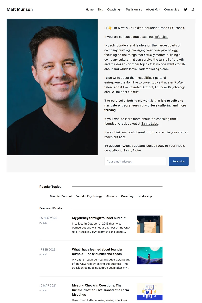 Matt Munson website, CEO coach