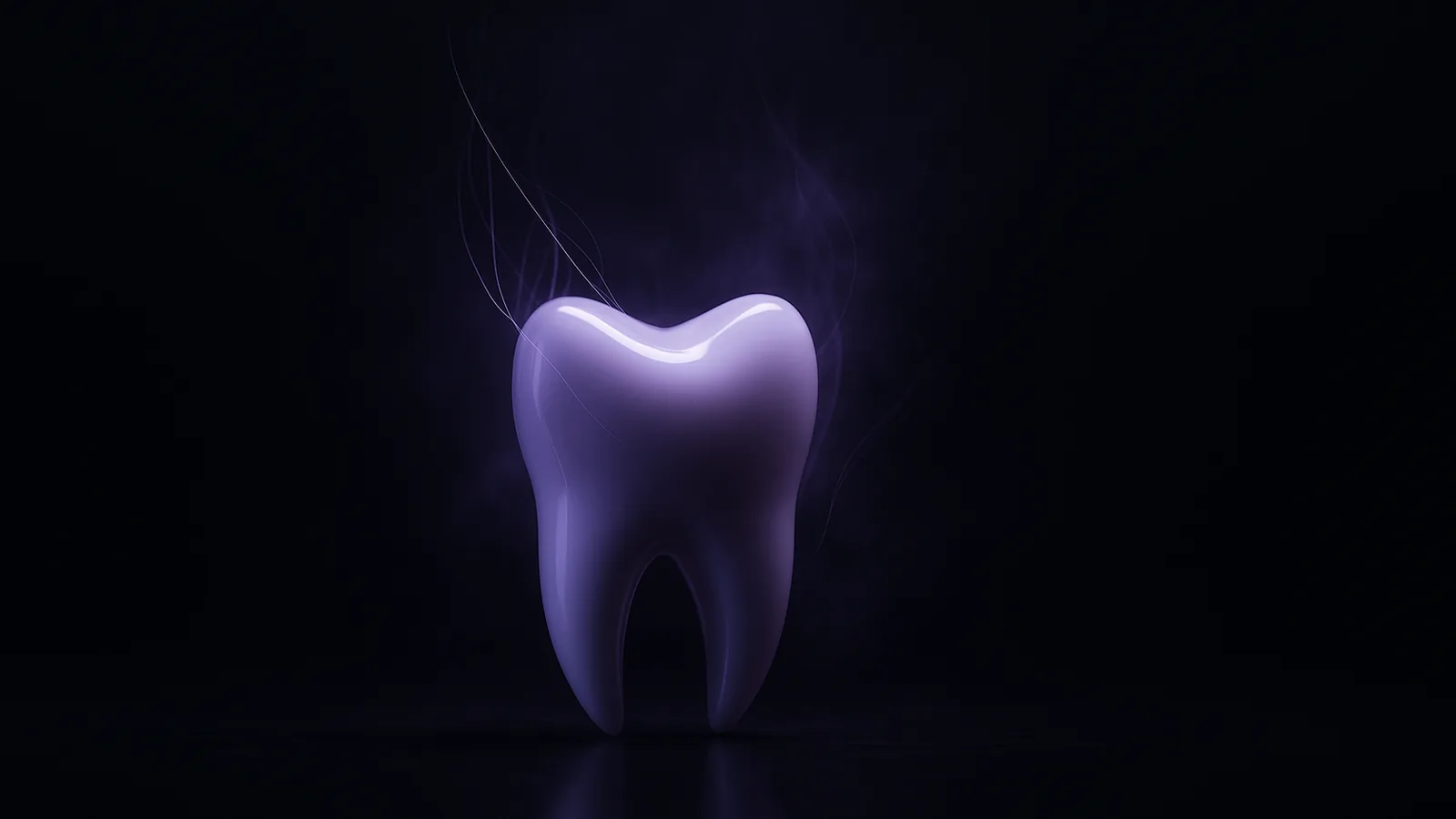 A polished white enamel-like abstract sculptural form glowing under soft lavender studio light